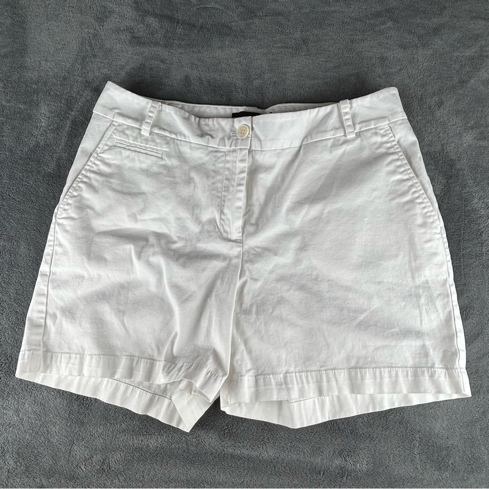 Talbots Chino Shorts Womens 8 White Cotton Spandex‎ Pockets Preppy Classic
